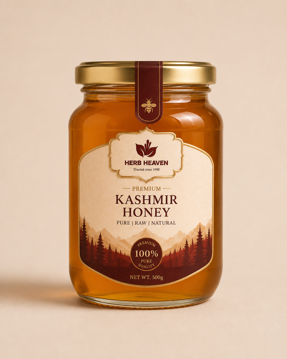Honey on a natural wooden surface